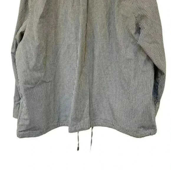 CJ Banks Women's Navy & White Mini Gingham Cotton Cowl Drawstring Neck & Drawstr - Picture 9 of 11